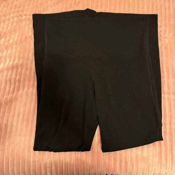VS Pink All-Day Cotton Foldover Flare Leggings Pure Black Shine Size L - Picture 7 of 7